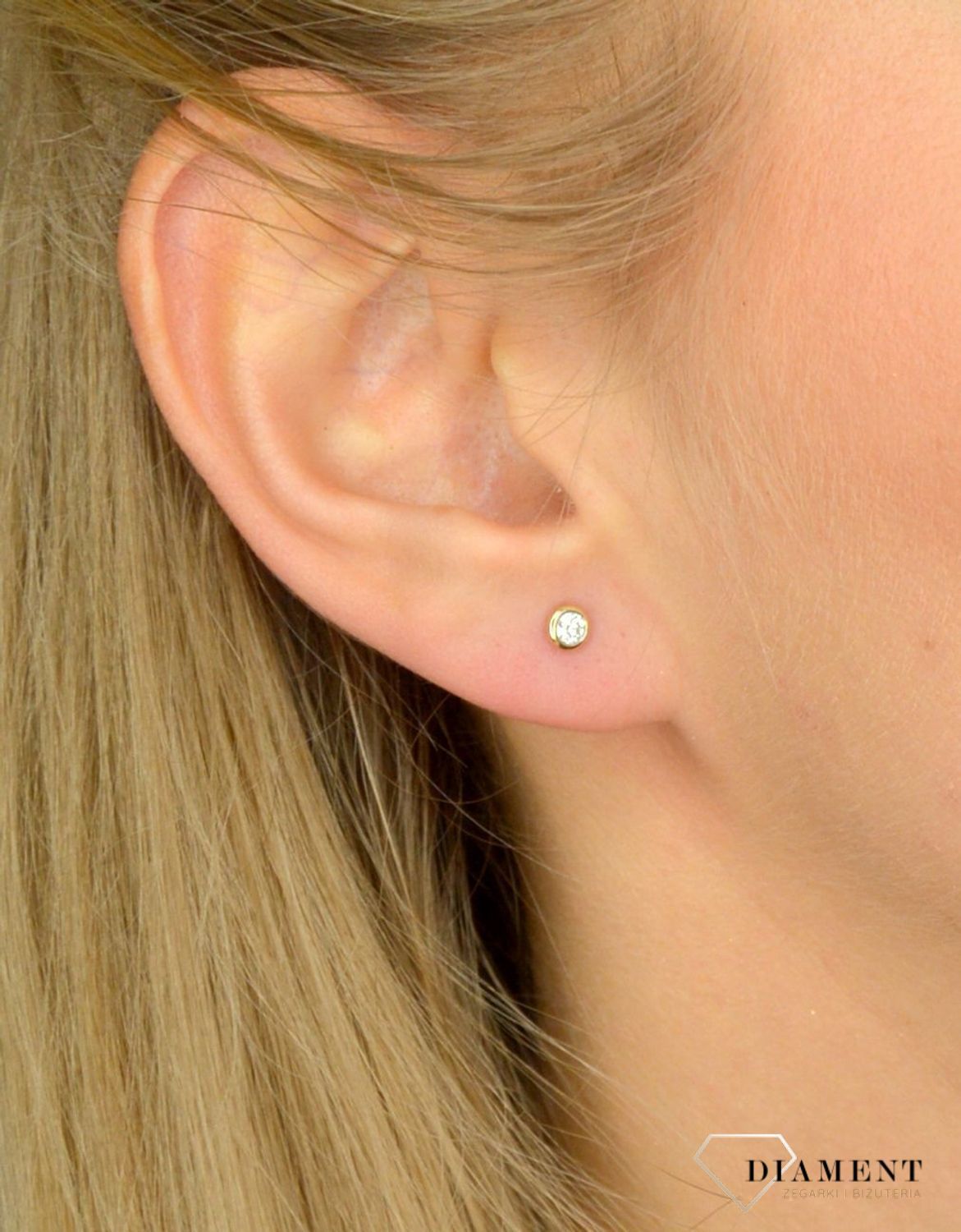 Kolczyki złote DIAMENT żółte złoto, diamenty 0,2 ct E 393.jpg